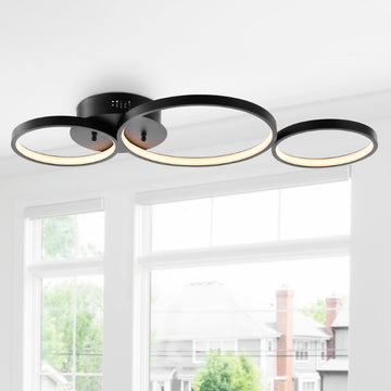 Nube 26.88" Contemporary Modern Metal Integrated LED Flush Mount - JONATHAN Y